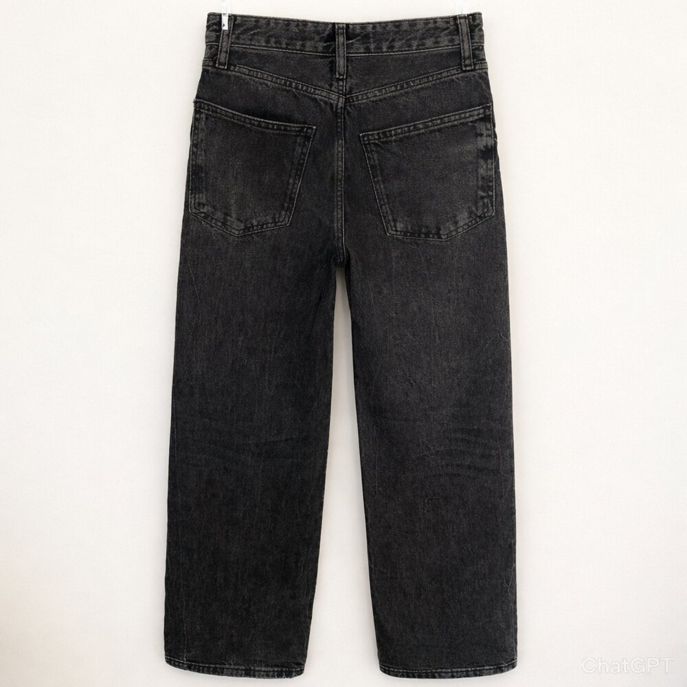 Zara Woman Black Lightly Washed High-Waisted Wide LegJeans - Picture 2 of 3